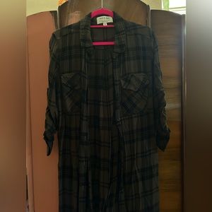 Brown and black plaid button down dress from Cloth and Stone by Anthropologie